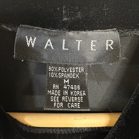 Walter Medium Black Short Sleeve Maxi Dress Velvet Mock Neck Romantic Goth Sexy - Picture 8 of 12